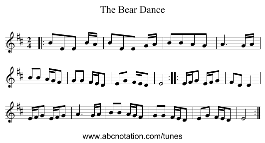 The Bear Dance - staff notation