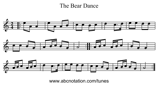 The Bear Dance - staff notation