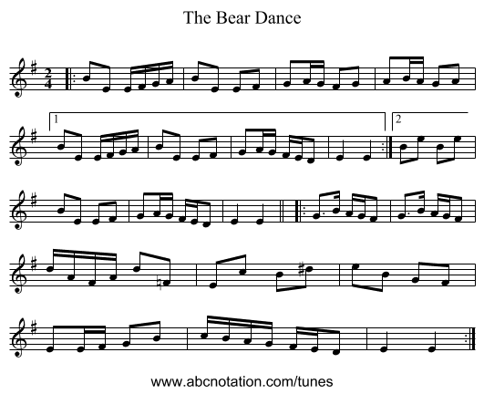 The Bear Dance - staff notation