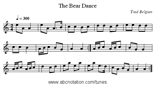 The Bear Dance - staff notation