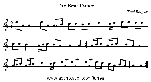 The Bear Dance - staff notation