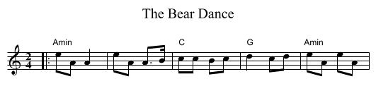 The Bear Dance - staff notation