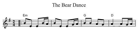 The Bear Dance - staff notation