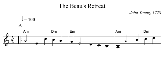 The Beau's Retreat - staff notation
