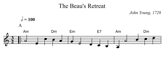 The Beau's Retreat - staff notation