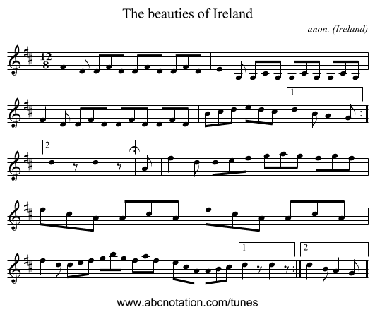 The beauties of Ireland - staff notation