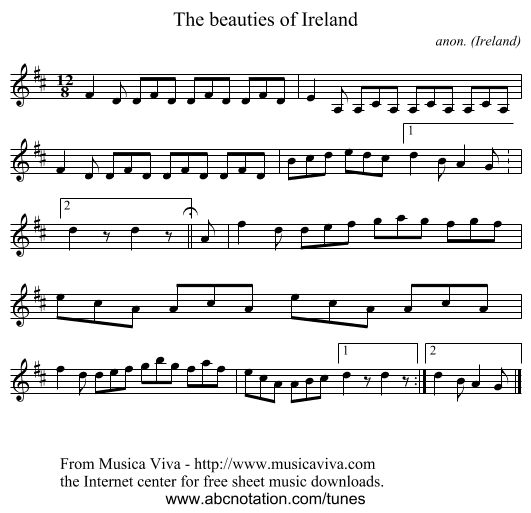 The beauties of Ireland - staff notation