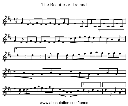 The Beauties of Ireland - staff notation