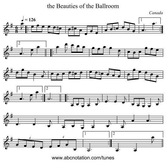 the Beauties of the Ballroom - staff notation