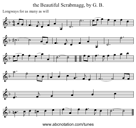 the Beautiful Scrabmagg, by G. B. - staff notation