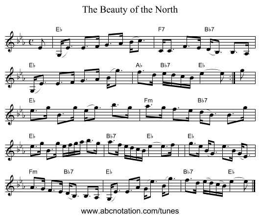 The Beauty of the North - staff notation