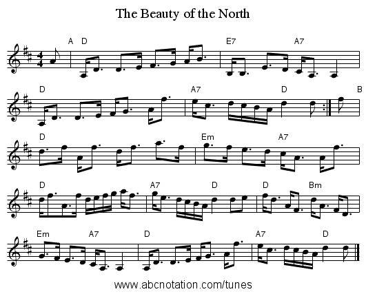 The Beauty of the North - staff notation