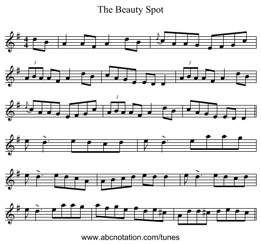 The Beauty Spot - staff notation