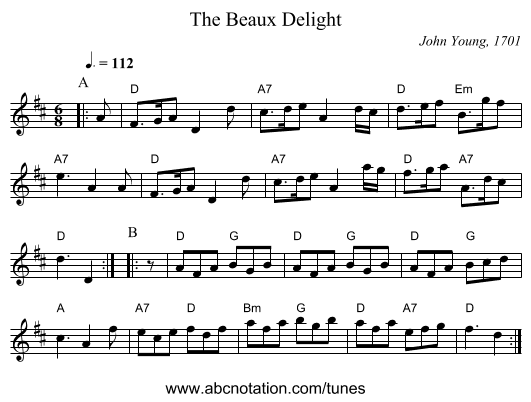 The Beaux Delight - staff notation