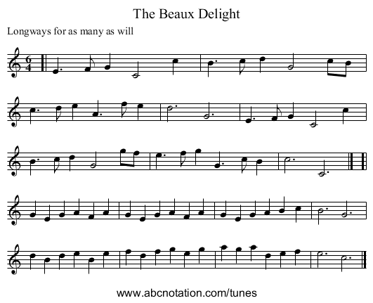 The Beaux Delight - staff notation