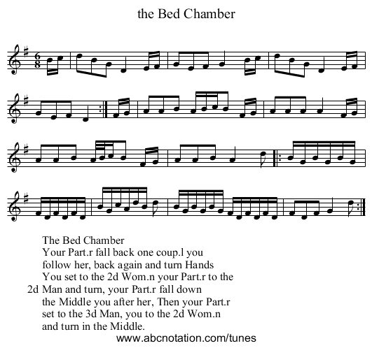 the Bed Chamber - staff notation
