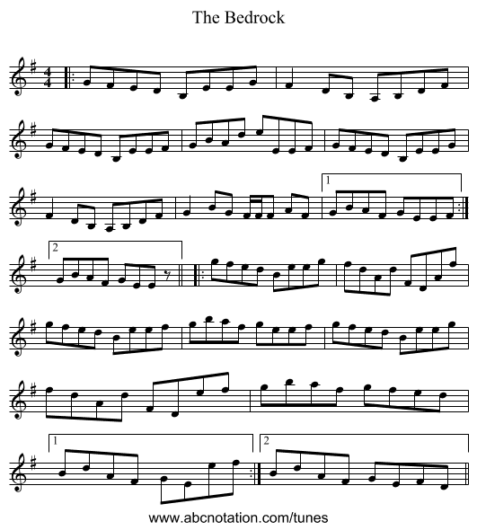 The Bedrock - staff notation
