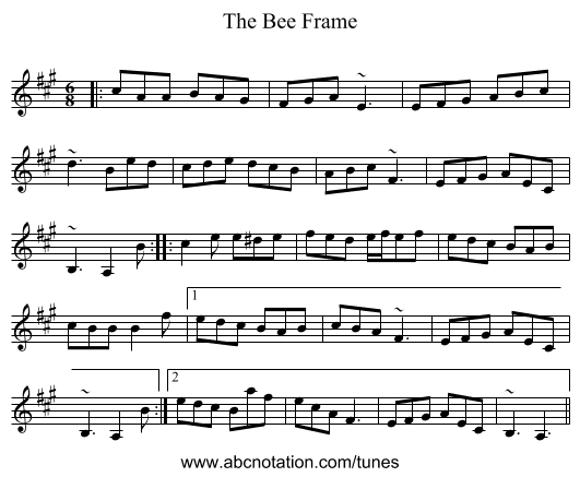 The Bee Frame - staff notation