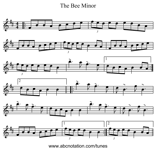 The Bee Minor - staff notation