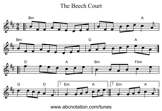 The Beech Court - staff notation