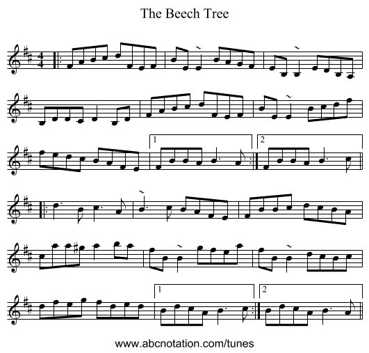 The Beech Tree - staff notation