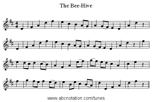 The Bee-Hive - staff notation