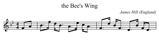 the Bee's Wing - staff notation