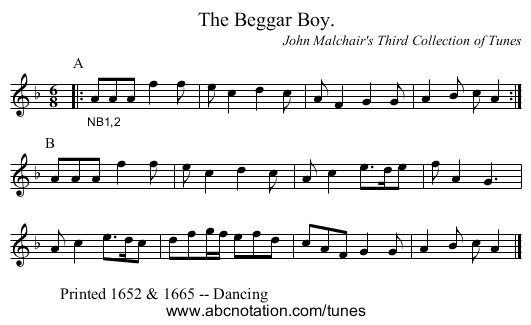 The Beggar Boy. - staff notation