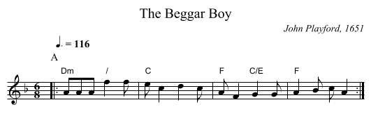 The Beggar Boy - staff notation