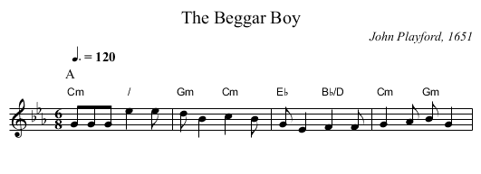 The Beggar Boy - staff notation