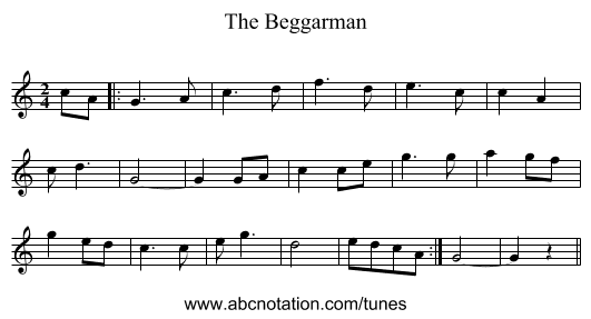 The Beggarman - staff notation