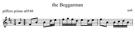 the Beggarman - staff notation