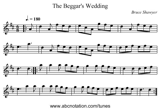 The Beggar's Wedding - staff notation
