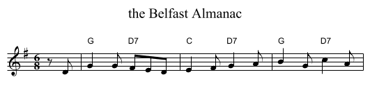 the Belfast Almanac - staff notation