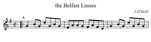 the Belfast Lasses - staff notation
