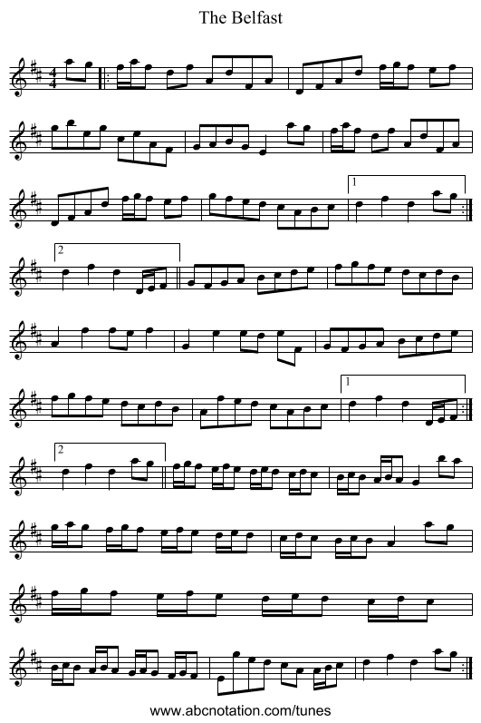 The Belfast - staff notation