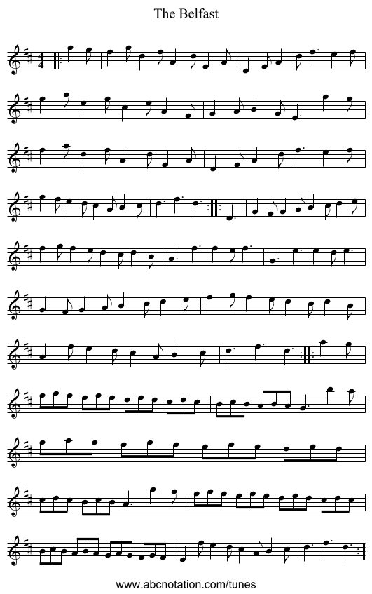 The Belfast - staff notation
