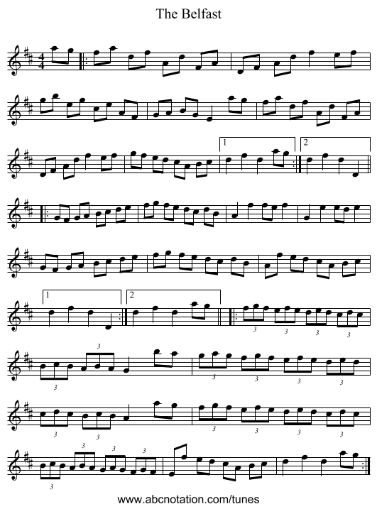 The Belfast - staff notation