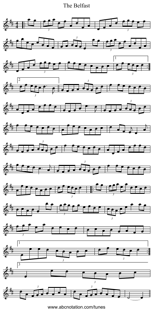 The Belfast - staff notation