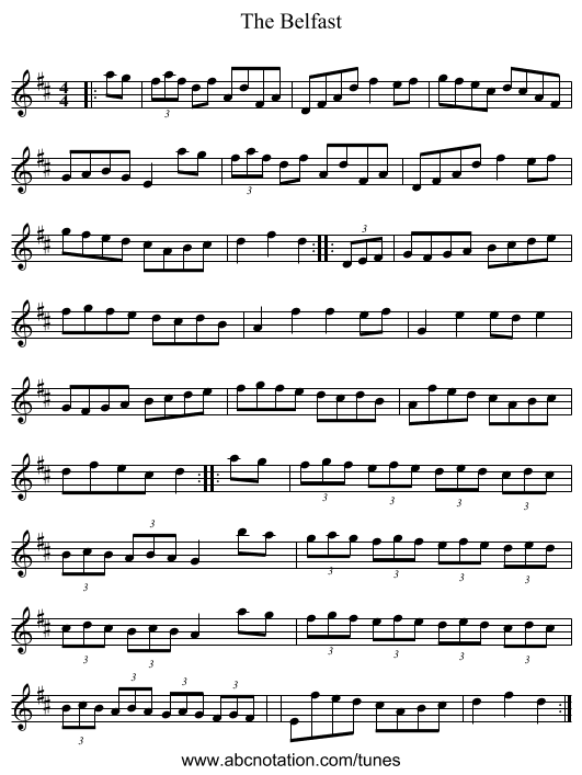 The Belfast - staff notation
