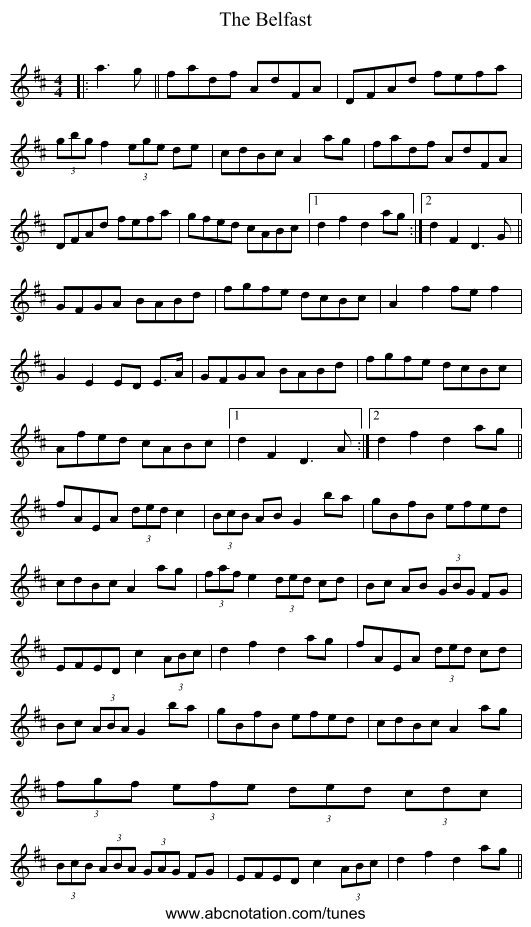 The Belfast - staff notation