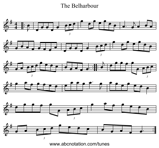 The Belharbour - staff notation