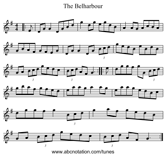 The Belharbour - staff notation