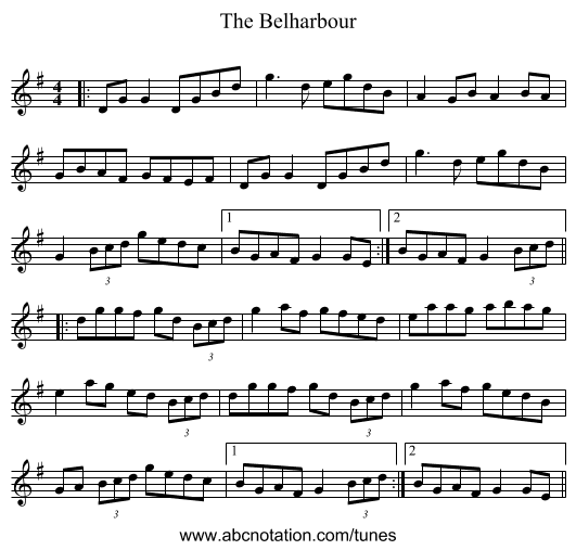 The Belharbour - staff notation