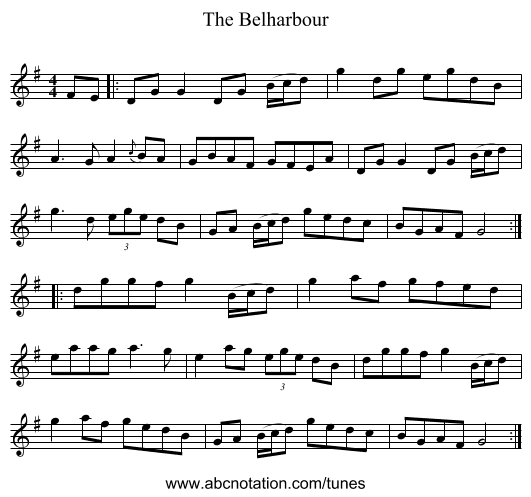 The Belharbour - staff notation