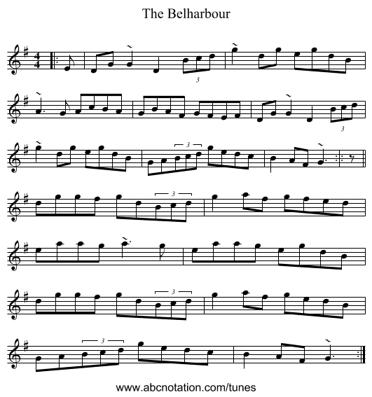 The Belharbour - staff notation