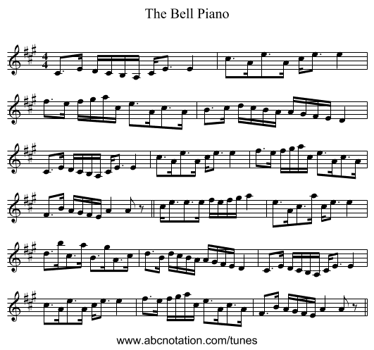 The Bell Piano - staff notation