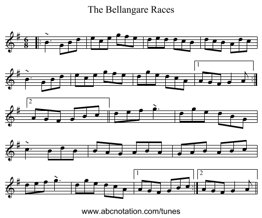 The Bellangare Races - staff notation