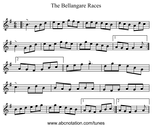The Bellangare Races - staff notation