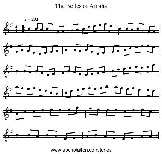 The Belles of Amaha - staff notation